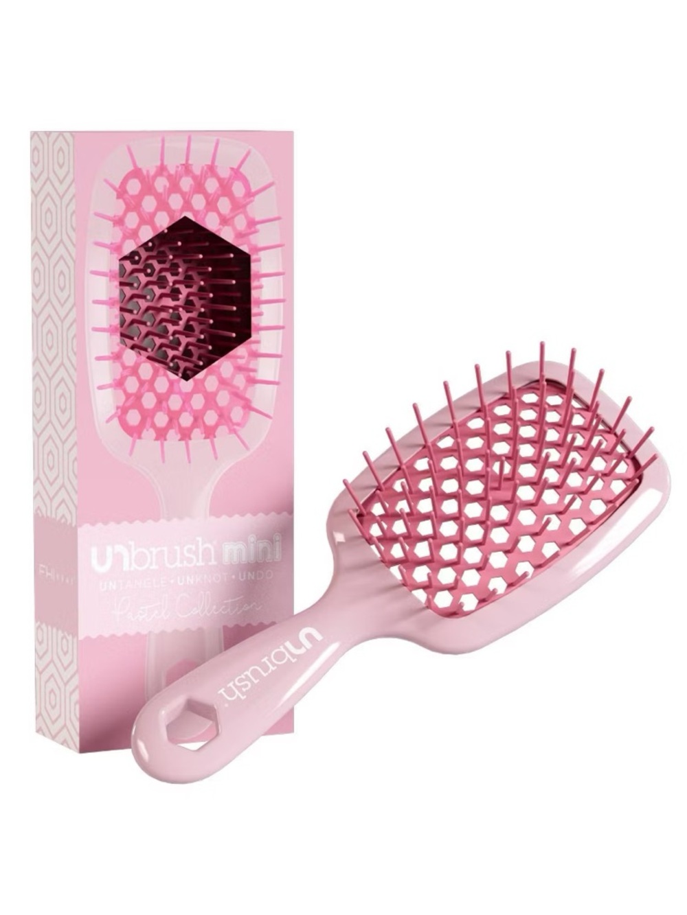 UNbrush Mini Peony Pastel Collection Detangling Hair Brush- wigs, extensions
